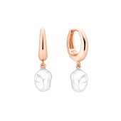 Cercei rotunzi argint placati cu aur roz cu perle naturale albe DiAmanti SK25222GEL_W-G